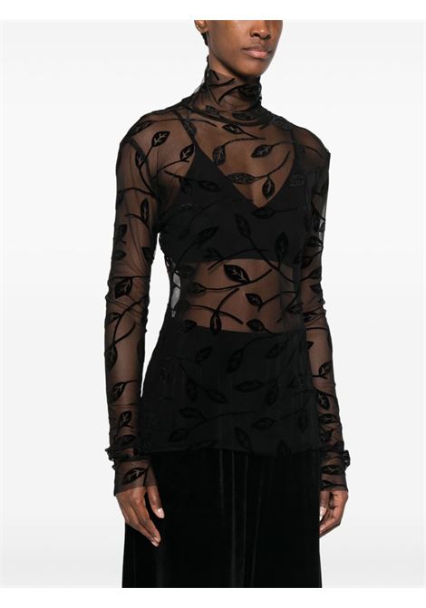 Black leaf-detail semi-sheer top Norma kamali - women NORMA KAMALI | ST4246BVG82556